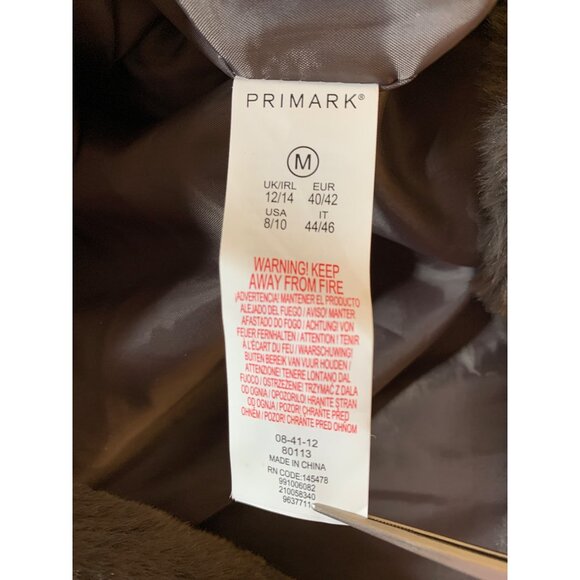 Primark Womens M Teddy Ultra Plush Faux Fur Coat Gray RJ10628 Fall GUC Pockets - Picture 7 of 11
